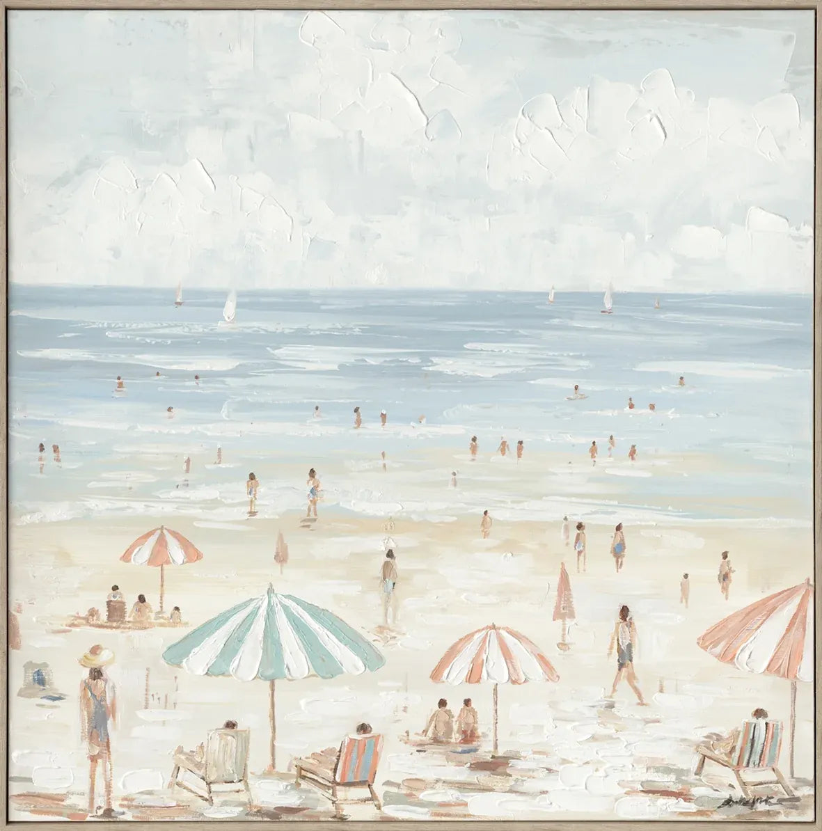 Summer Beach Hand Painted Wallart 100x100cm