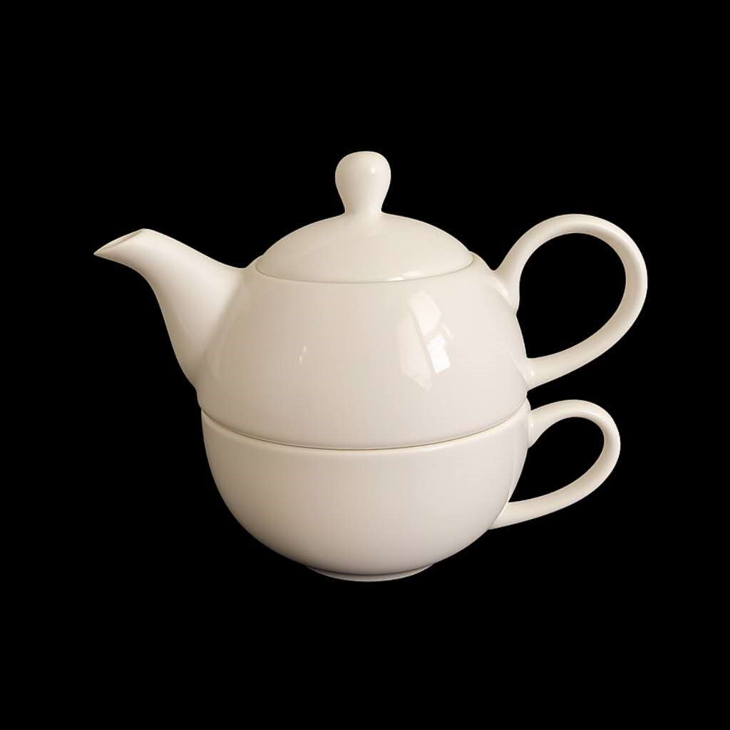 bulk 8 White Fine Bone China Teapot &amp; Cup Set 450 &amp; 300ml