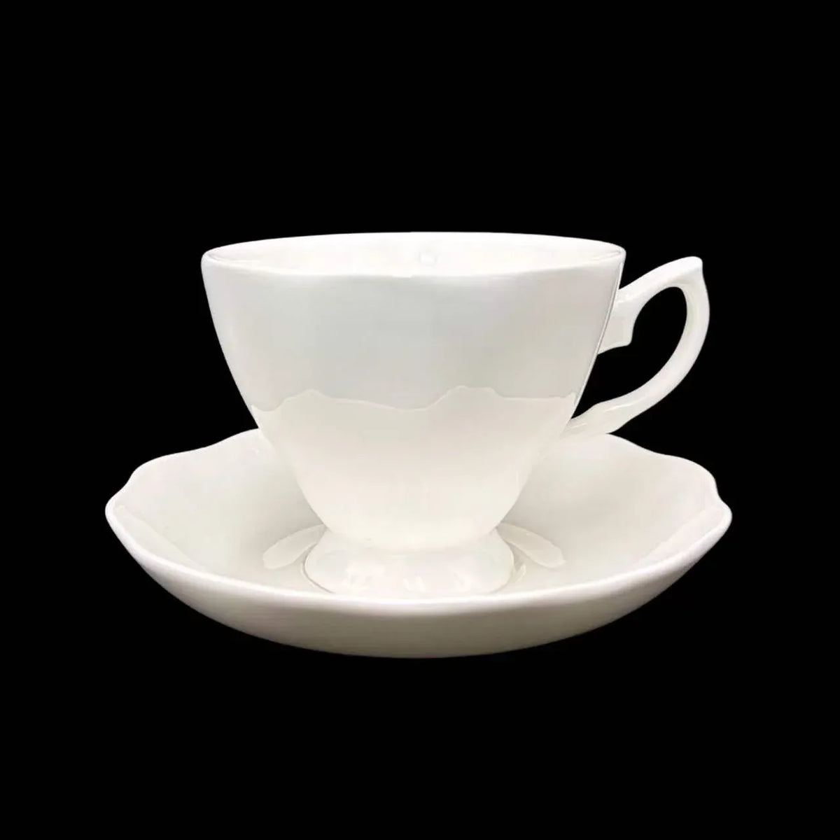 Bulk 24 White Bone China Flared Cup &amp; Saucer 220ml