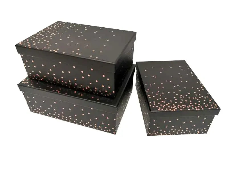 Bulk 2 Black Gift Box Foiled Confetti Set 18 43x34x16cm