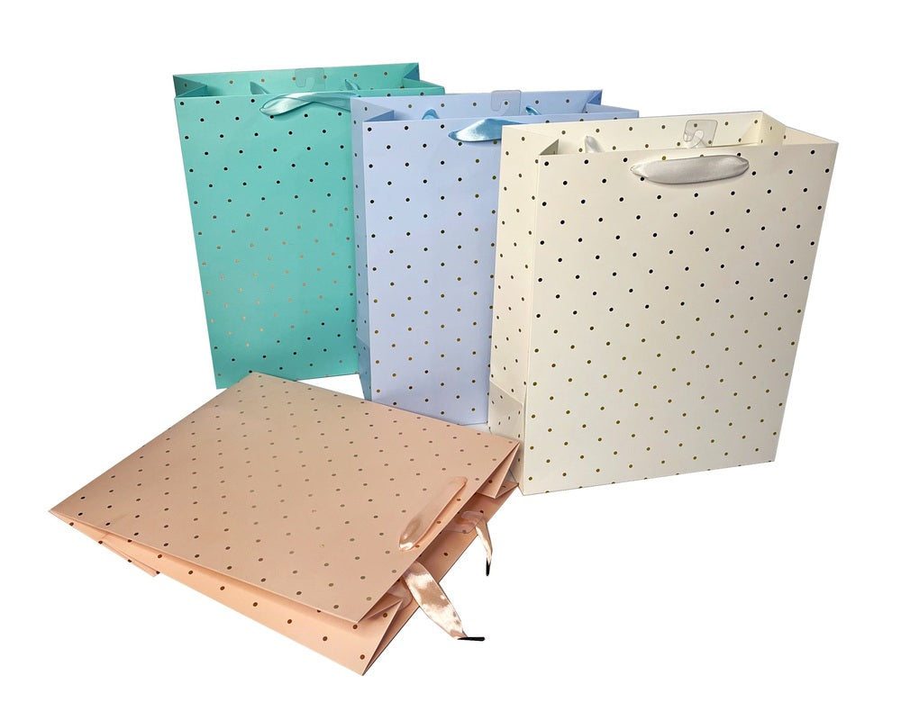 bulk 24 Xlarge Foil Dot Gift Bag Assort 43cm