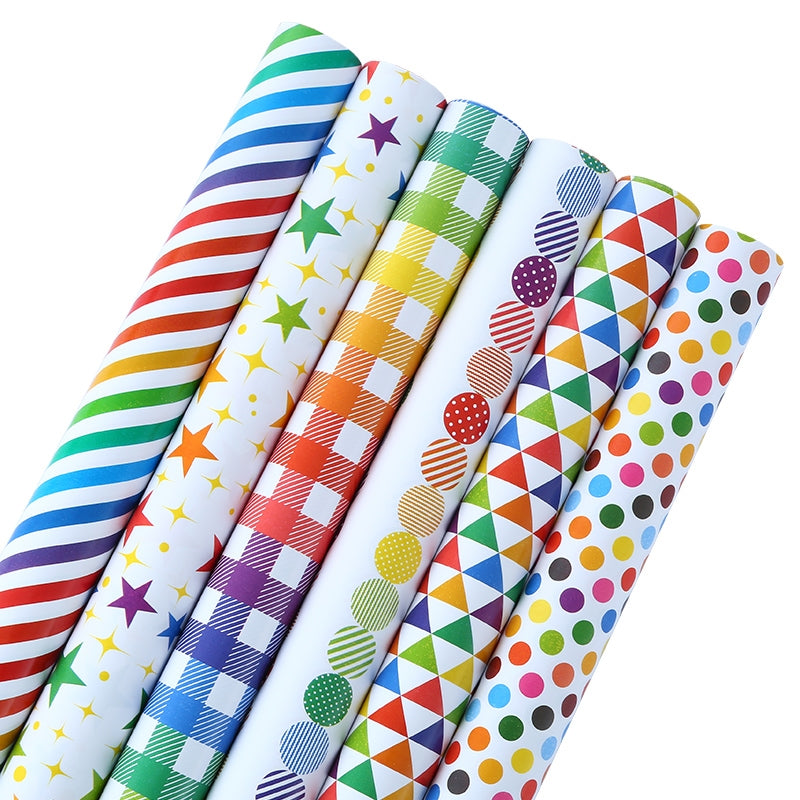 bulk 50 Colourful &amp; Bright Gift Wrap 70cmx3m 38mm Core