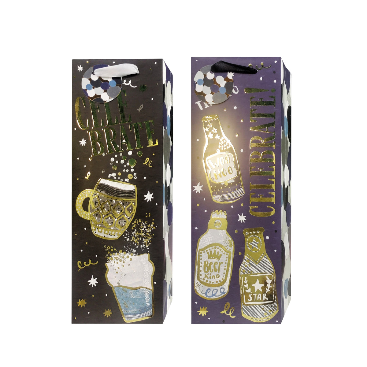 bulk 24 Celebration Sips For Male Bottle Gift Bag Assort 12x36cm