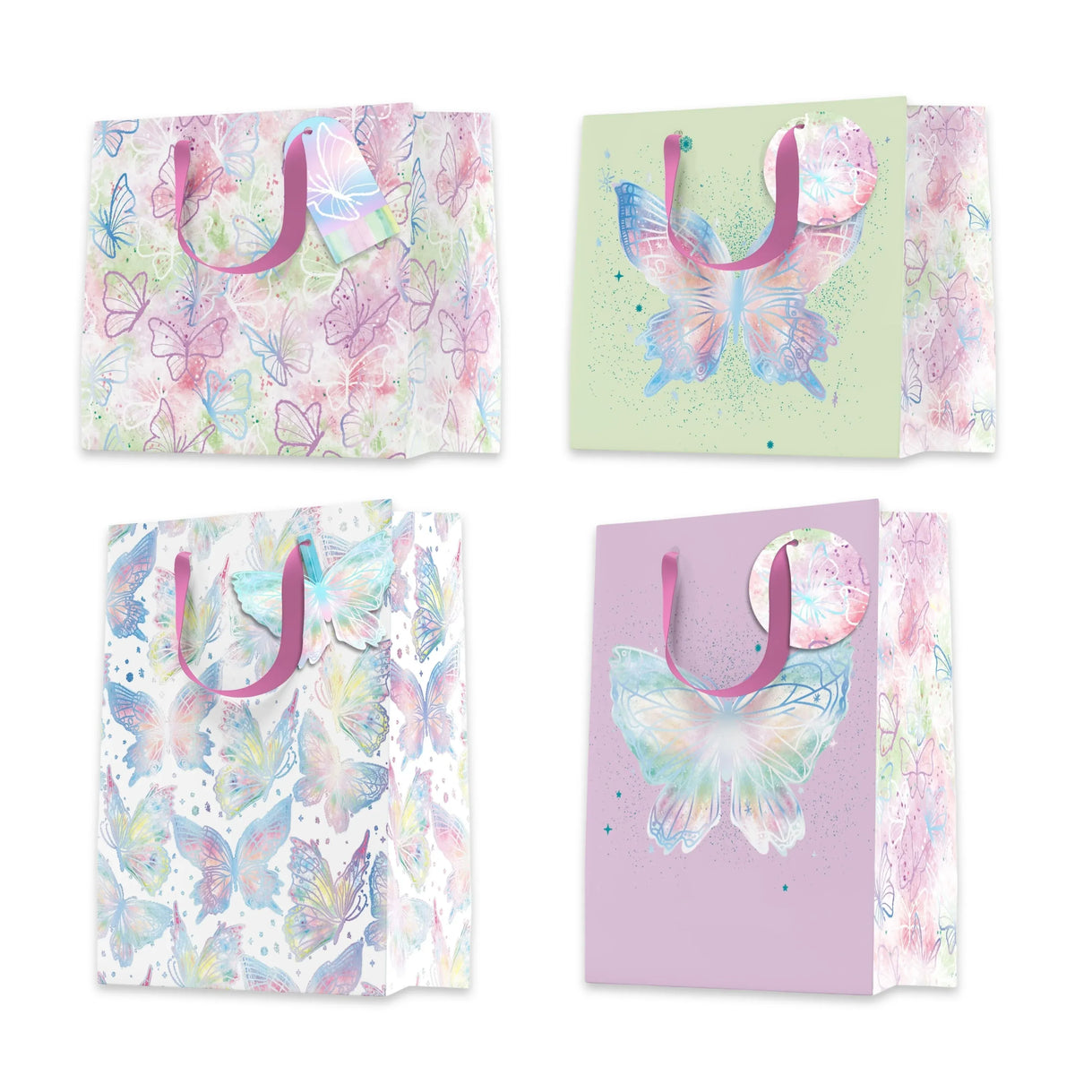 Bulk 24 Elegant Butterflygift Bag Lrg 32x26x12cm 4 Asst