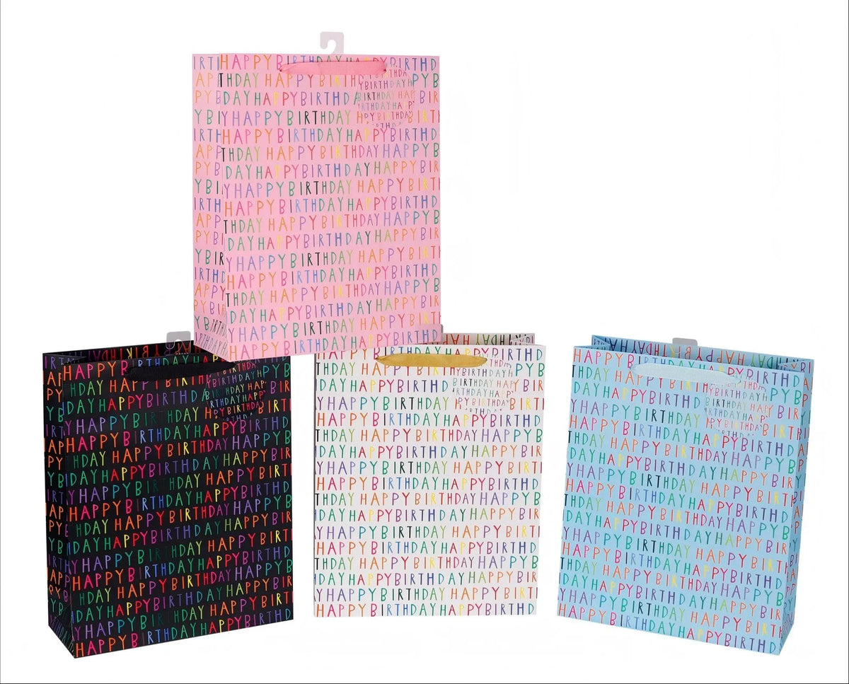 Bulk 24 Everyday Birthday Gift Bag Lrg 32x26x12cm 4 Asst