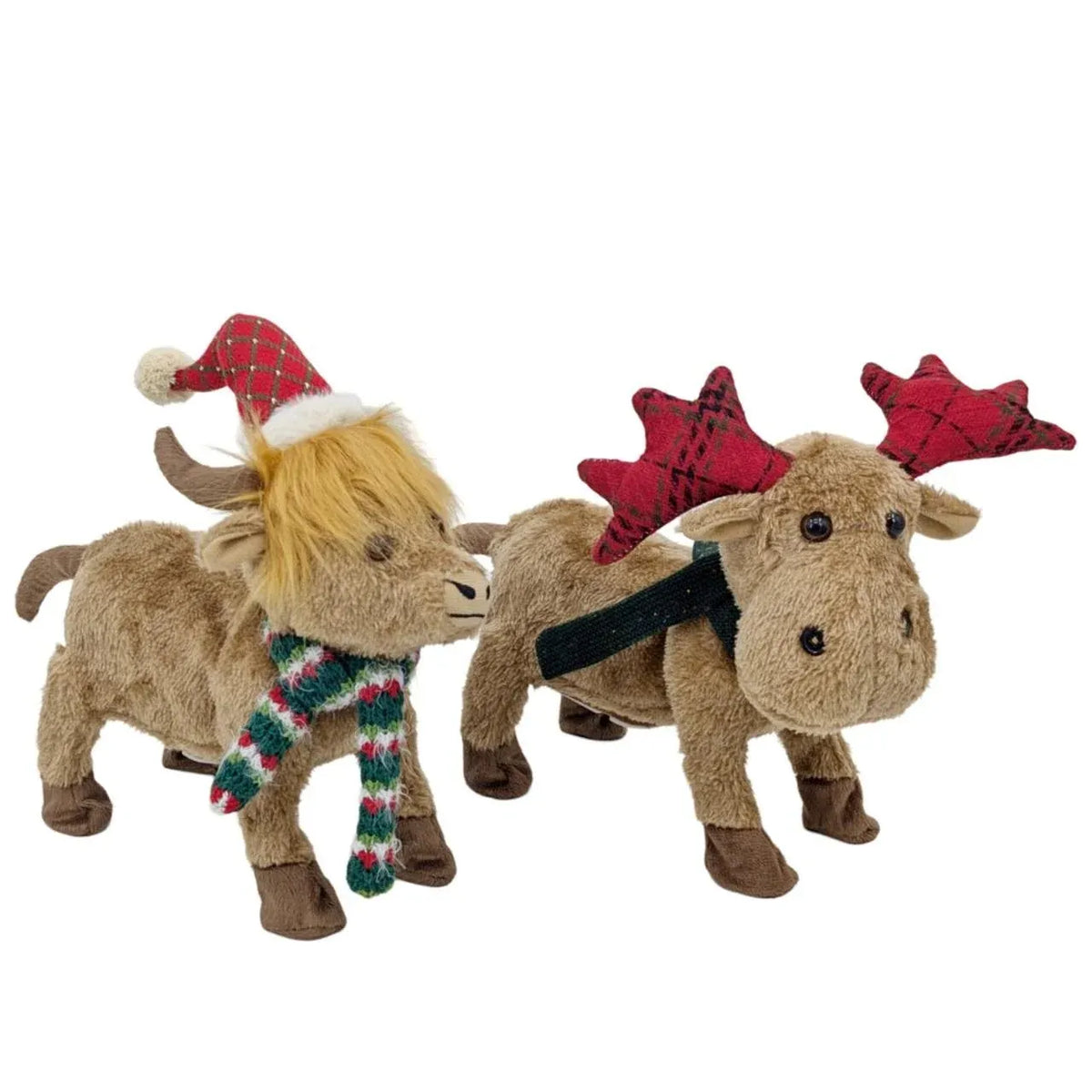 Xmas Festive Singing Dancing Moose &amp; Yak 30cmh 2 Asst