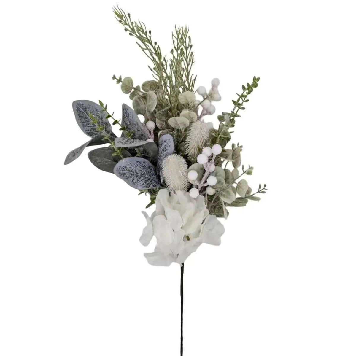 Xmas White Hydrangea &amp; Berry Spray 62cm