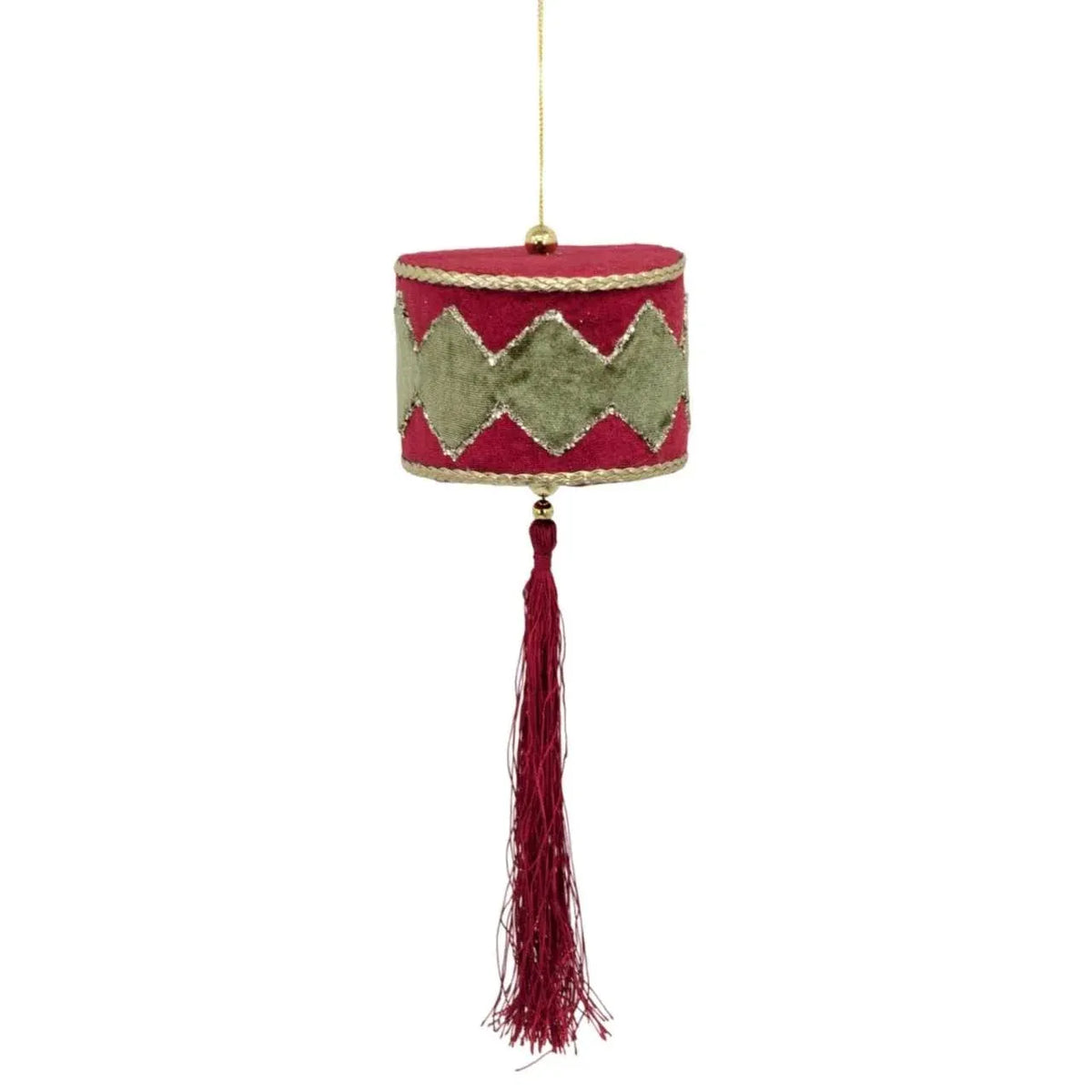 Bulk 12 Xmas Red &amp; Green Velvet Drum 10x38cm