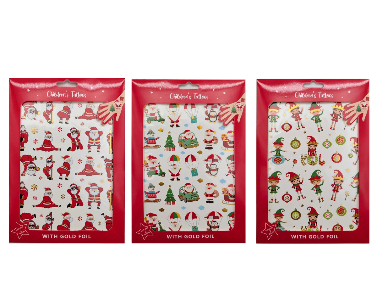 Bulk 36 Xmas tatto0 Stickers Foiled 11x16cm
