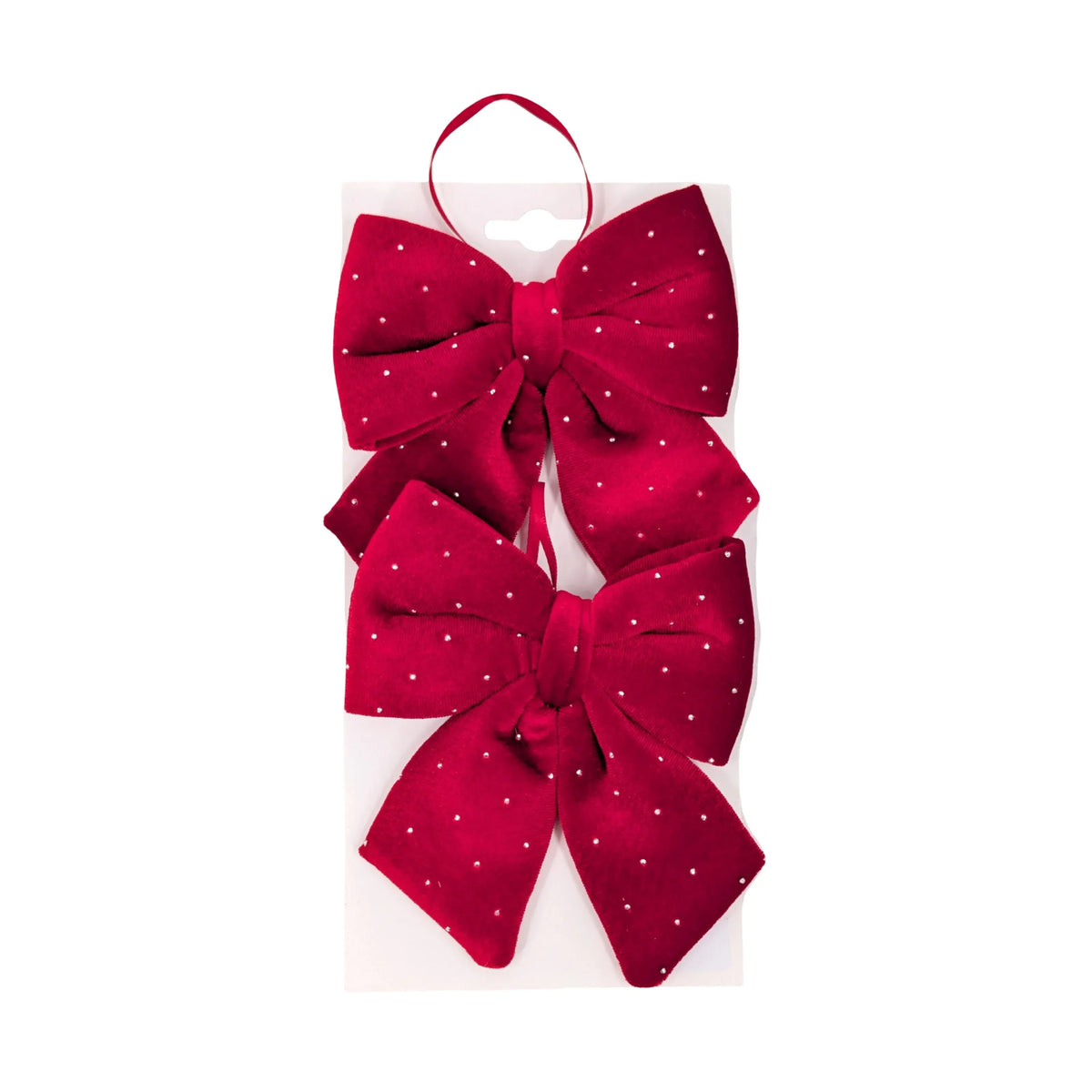 Bulk 24 Diamond &amp; Velvet Red Bow pk2 12x13cm