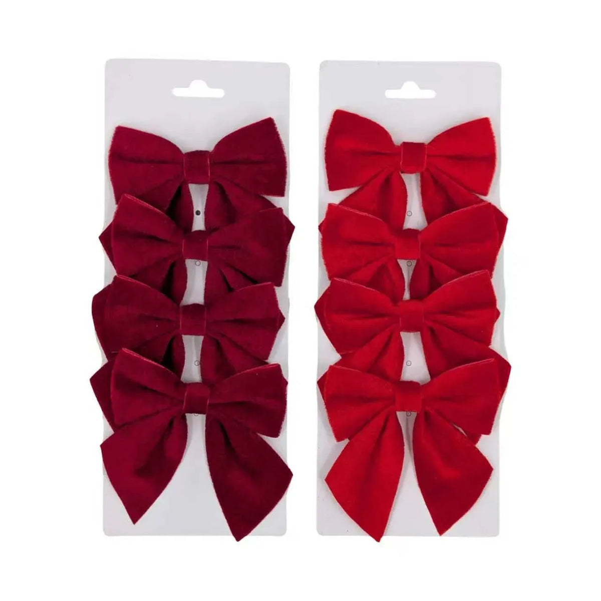 Bulk 24 Xmas Red &amp; Burgundy Bow pk4 10x12cm 2 Asst