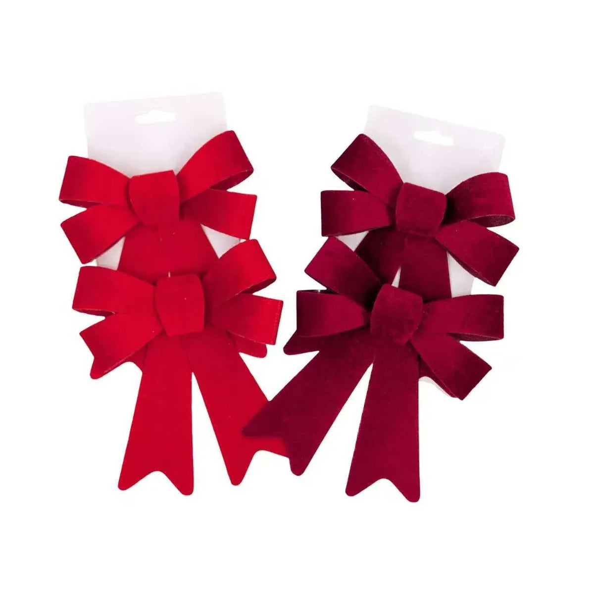 Bulk 24 Xmas Red &amp; Burgundy Bow pk2 14x20cm 2 Asst