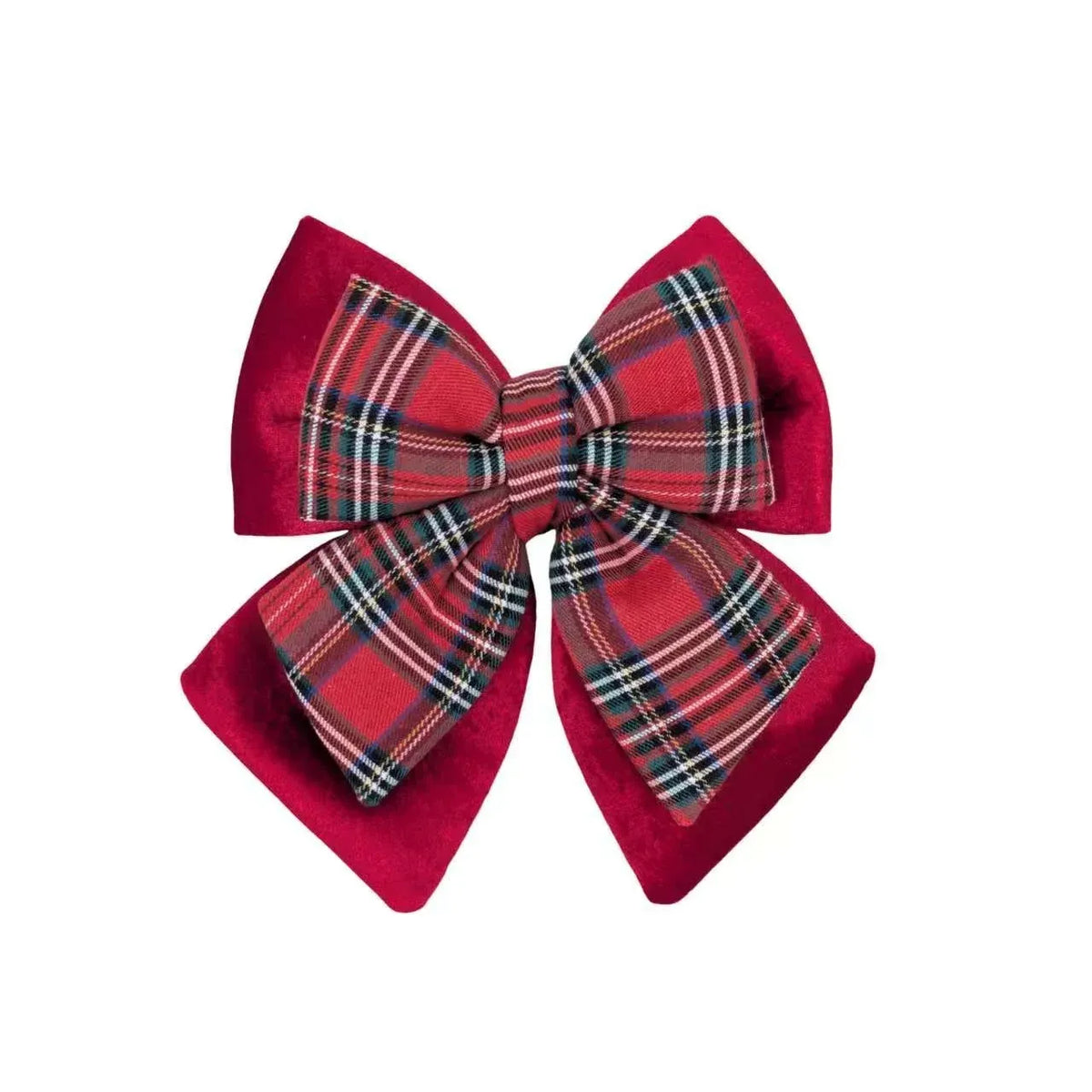 Bulk 24 Xmas Layered Velvet &amp; Tartan Bow 20x22cm