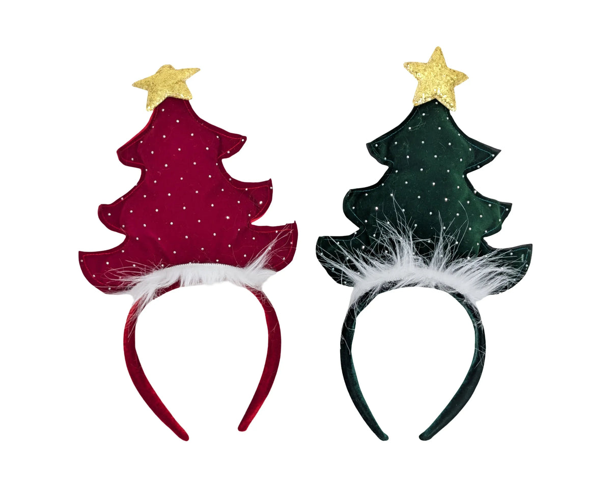Bulk 24 Xmas Velvet Tree Hair Band 30cm 2 Asst