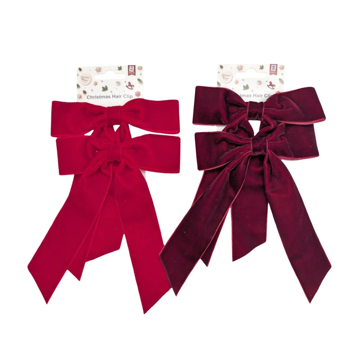 Bulk 24 Red &amp; Burgundy Velvet Bow pk2 14x20cm 2 Asst