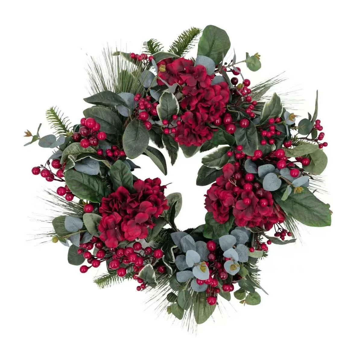 Bulk 3 Xmas Heritage Hydrangea &amp; Berry Wreath 60cm