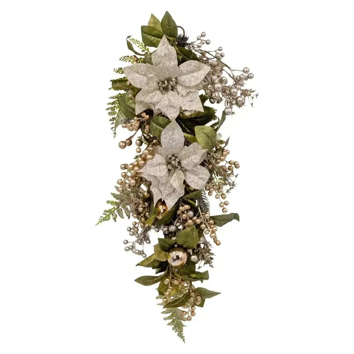 Bulk 4 Xmas Champagne Poinsettia Luxe Tears Drop 71cm