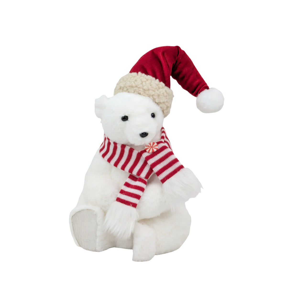 Bulk 4 Xmas Stripe &amp; Snow Sitting Bear 18x18x31cm
