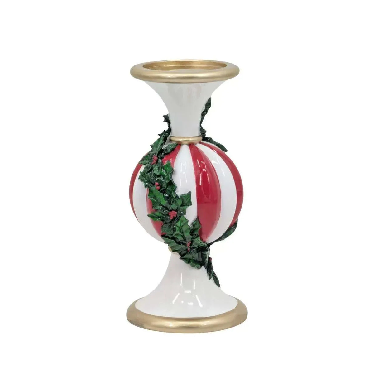 Bulk 4 Christmas Ball Candle Holder W Holly Leaf 12x12x25cm