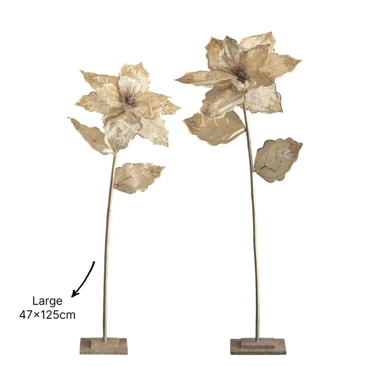 Bulk 4 Xmas Champagne Luxe Poinsettia Lrg 47x47x125cm