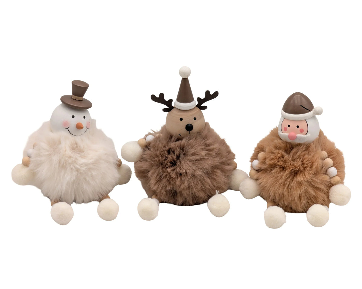 Bulk 24 Xmas Reindeer Snowman &amp; Santa Deco 8.5x8.5x13.5cm 3 Asst