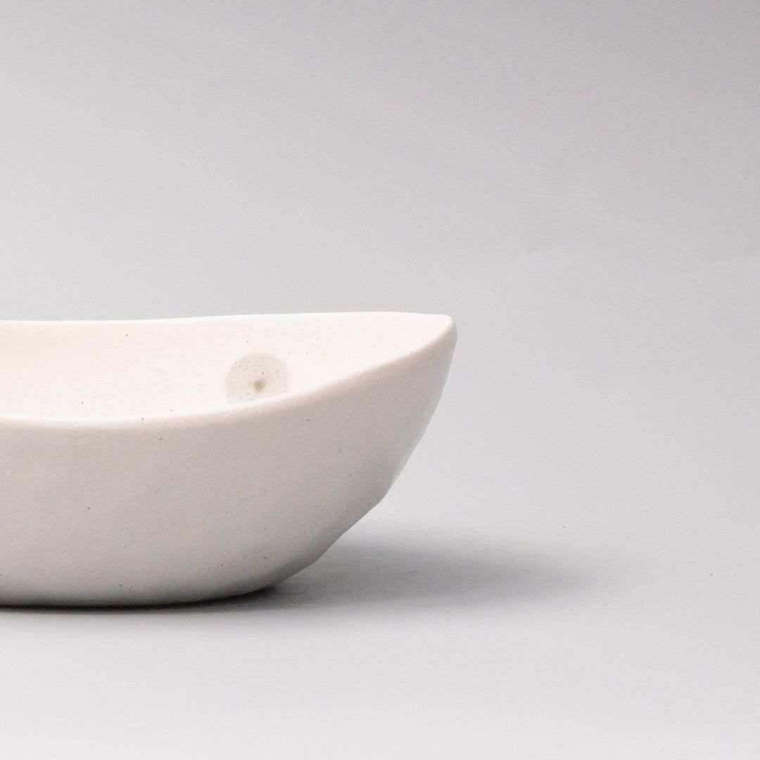 Bowl Oval 20cm White with Grey Dots Design