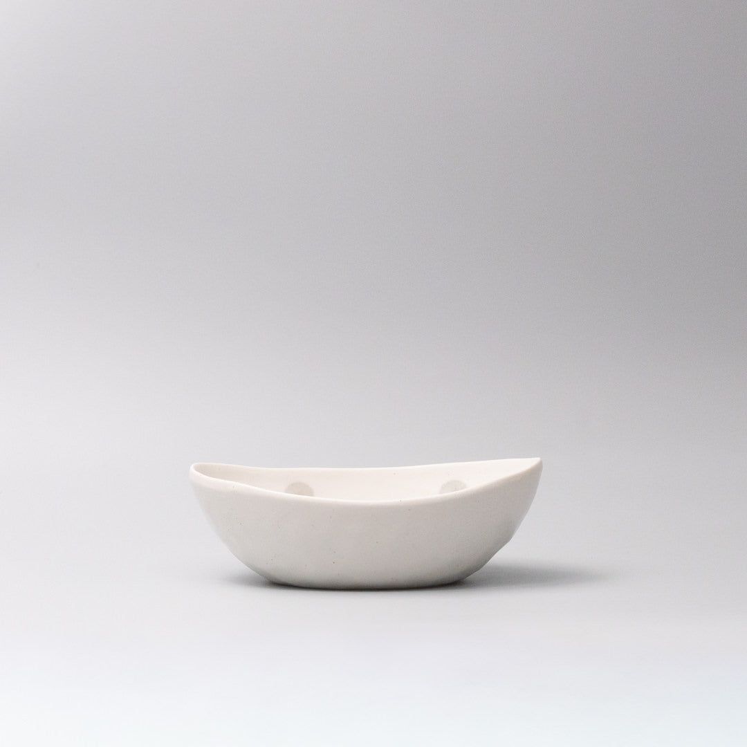 Bowl Oval 20cm White with Grey Dots Design