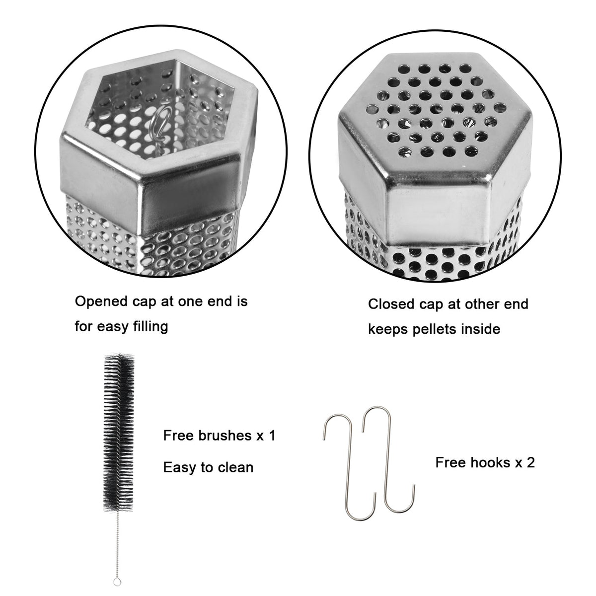 Asmoke BBQ Set (Includes Two Meat Claws, a Pellet Smoker Tube and Metal Skewers)