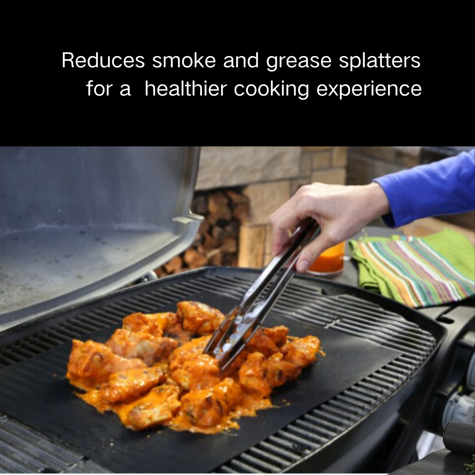 ASMOKE Premium Copper & Black BBQ Grill Mats (2-Pack) - Non-Stick PTFE Coating, Cooking Mats| Reusable and Easy to Clean