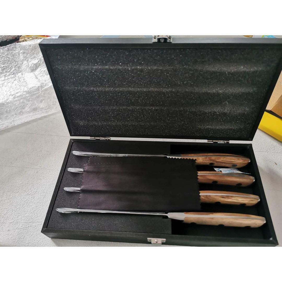 ASMOKE STEAK KNIFE SET OF 4, PAKKAWOOD HANDLE