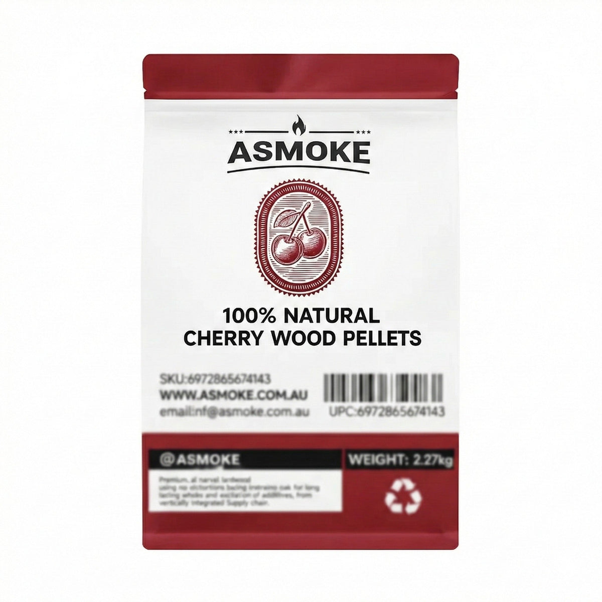 ASMOKE 100% Natural Cherry Wood BBQ Pellets (2.27kg) - Premium Fruit Hardwood for Smoker Grills &amp; Cold Smoking