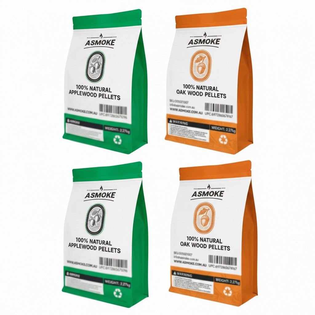 ASMOKE 4-Piece Premium Wood Pellet Variety Pack - Oak &amp; Apple (2x Oak, 2x Apple)