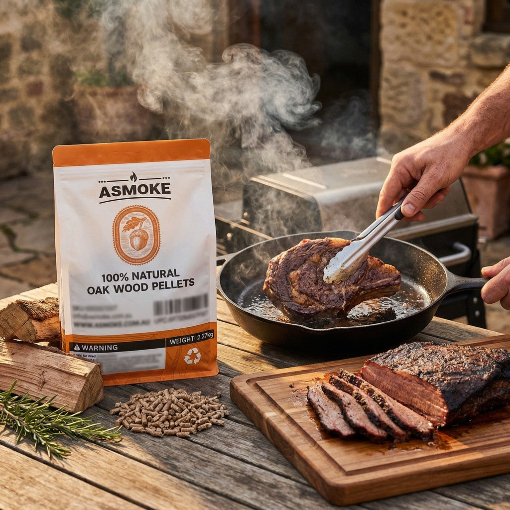 ASMOKE 4-Piece Premium Wood Pellet Variety Pack - Oak & Apple (2x Oak, 2x Apple)