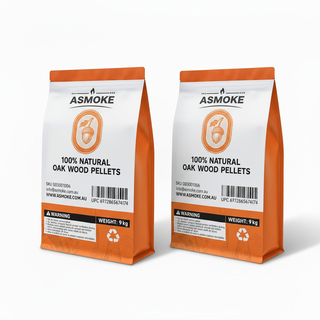 ASMOKE 100% Natural Premium Oak Wood BBQ Pellets for Smoker &amp; Grill (9kg / 20lbs) x2