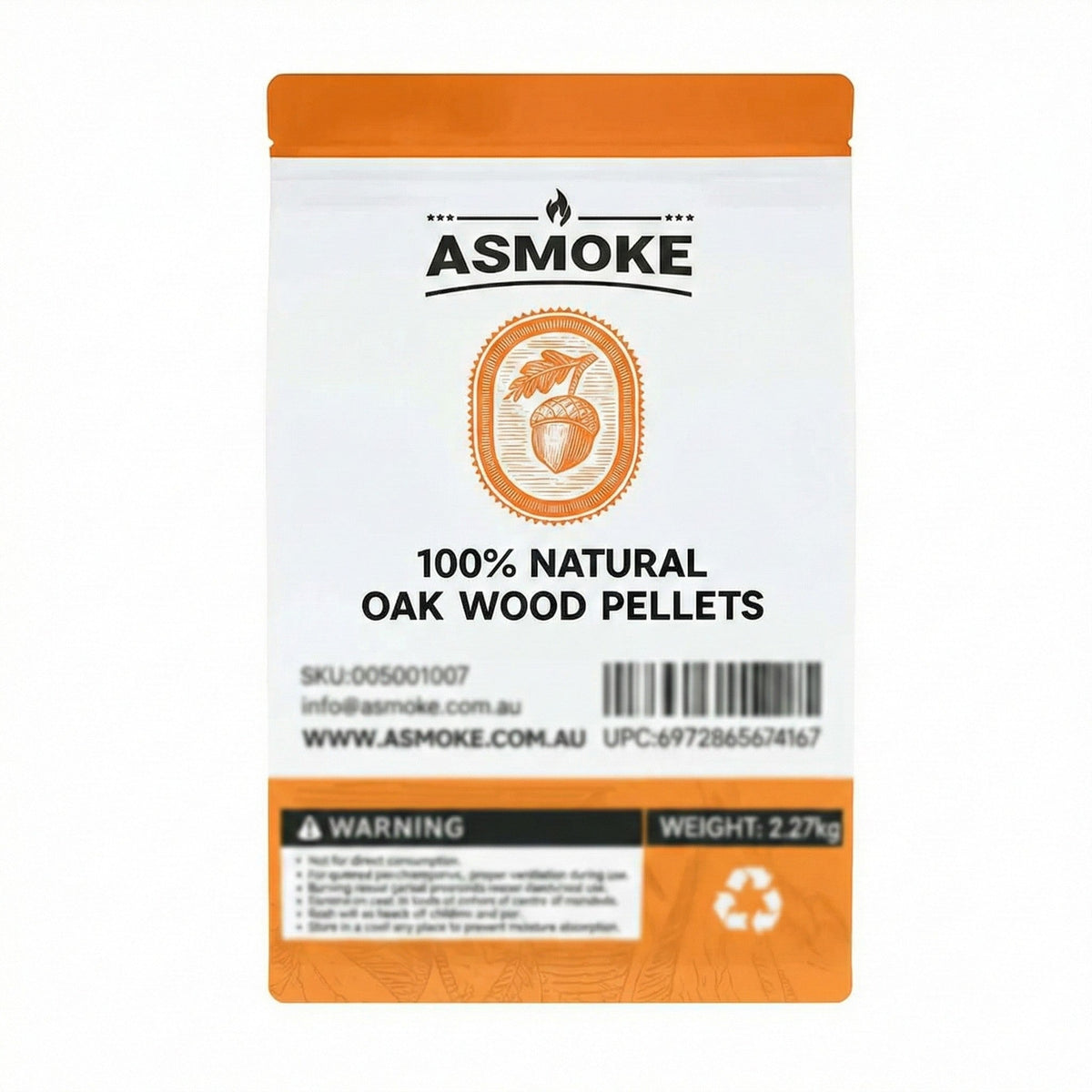 ASMOKE 100% Natural Oak Wood BBQ Pellets (2.27kg) - High Heat Hardwood for Brisket &amp; Pizza Ovens