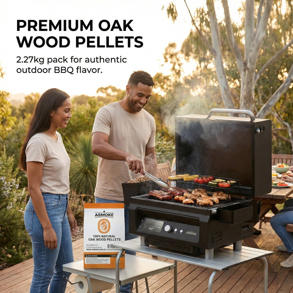 ASMOKE 100% Natural Oak Wood BBQ Pellets (2.27kg) - High Heat Hardwood for Brisket & Pizza Ovens