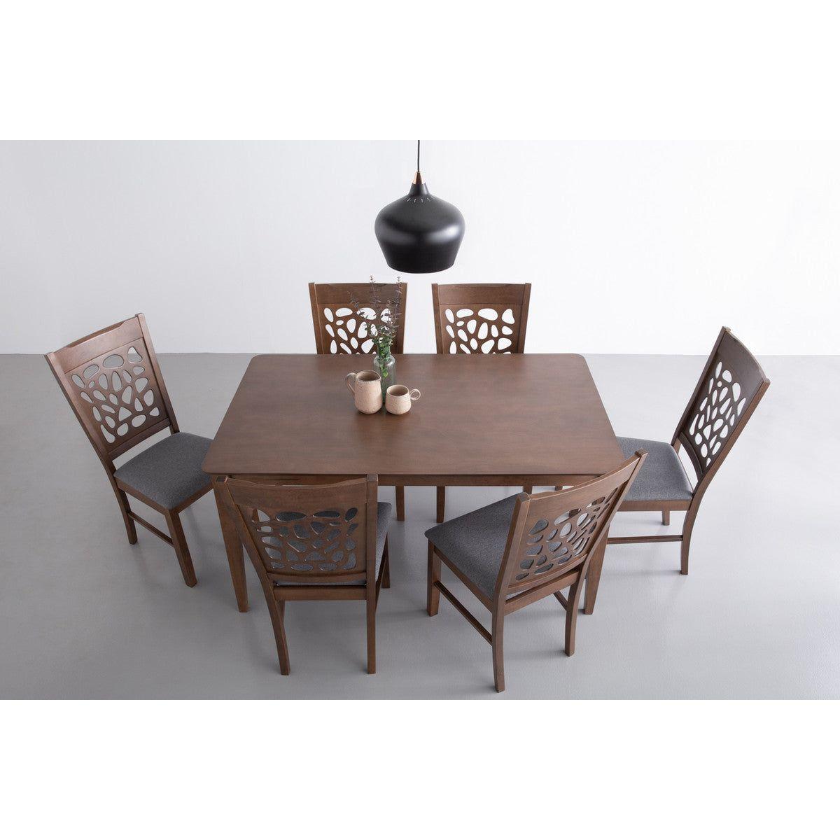ALLEGRO Dining Table + 6x ASBEL Dining Chair - 7 Piece Dining Set - Cocoa