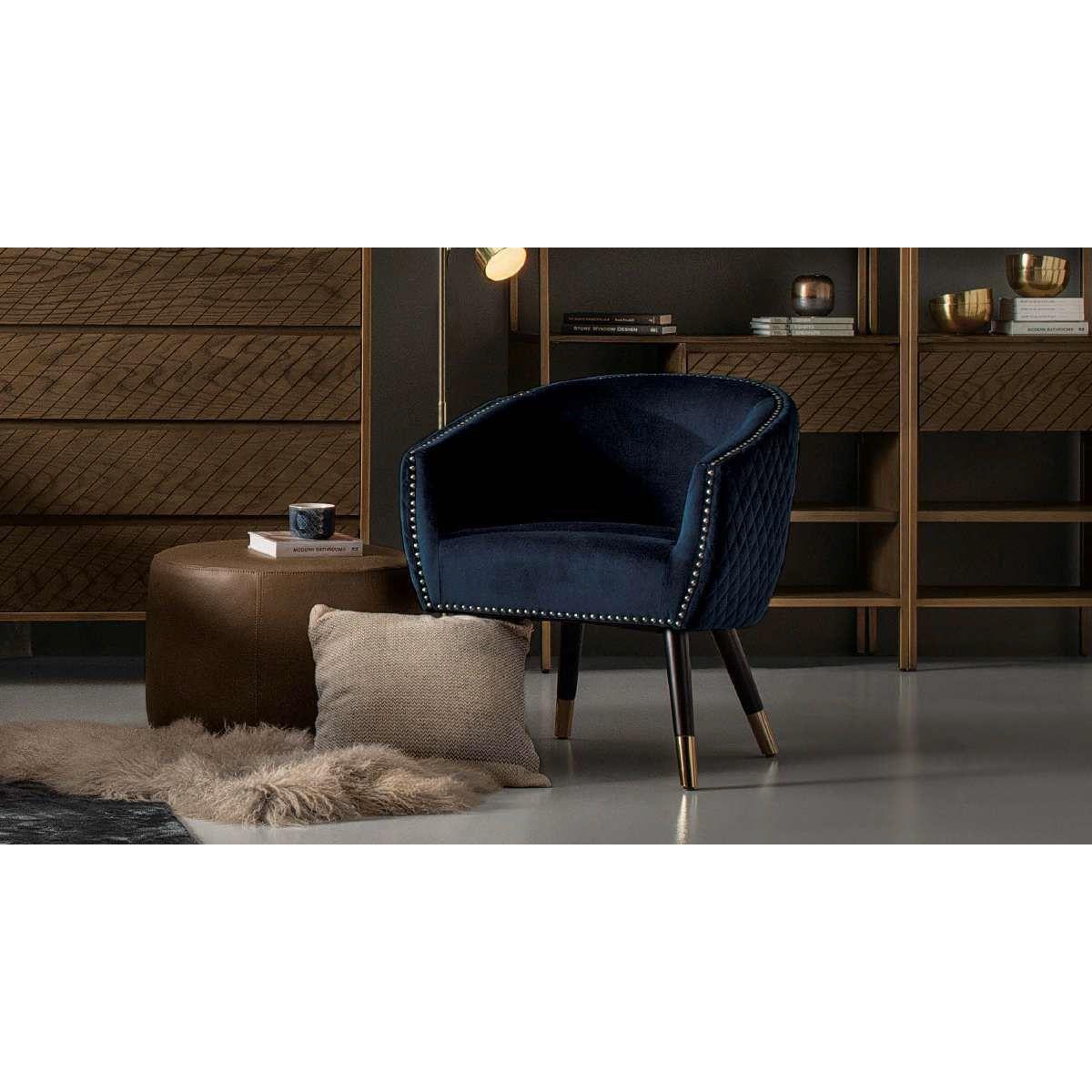 Deniz Lounge Chair Tub Chair Accent Armchair - Blue