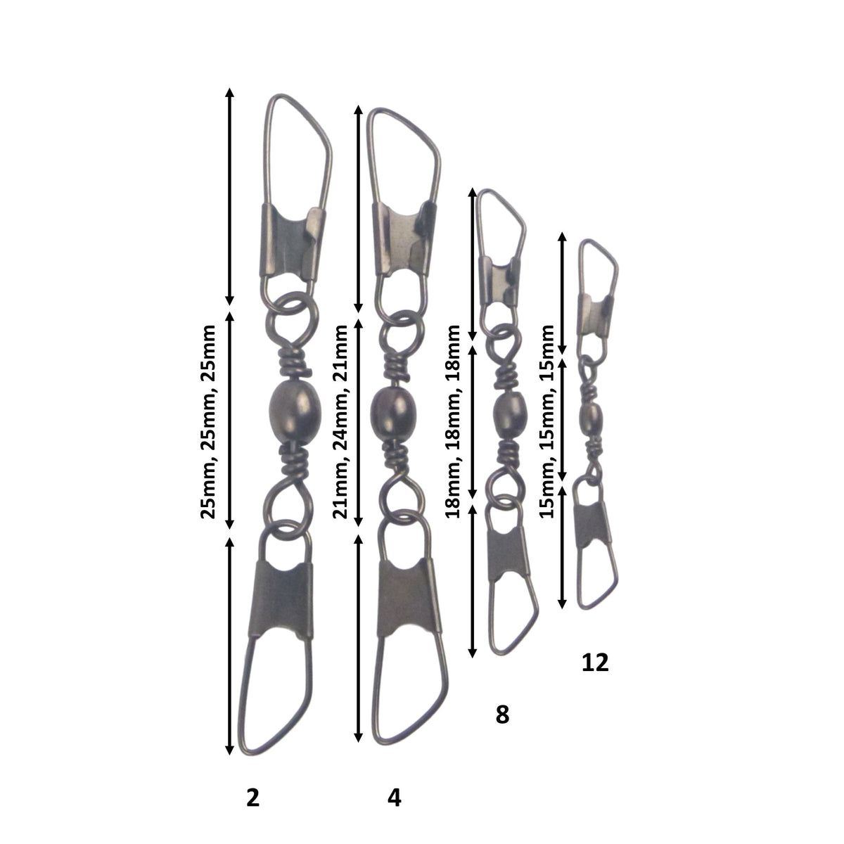 Swimerz Double Snap Barrel Swivels, Size 4, 12 pack
