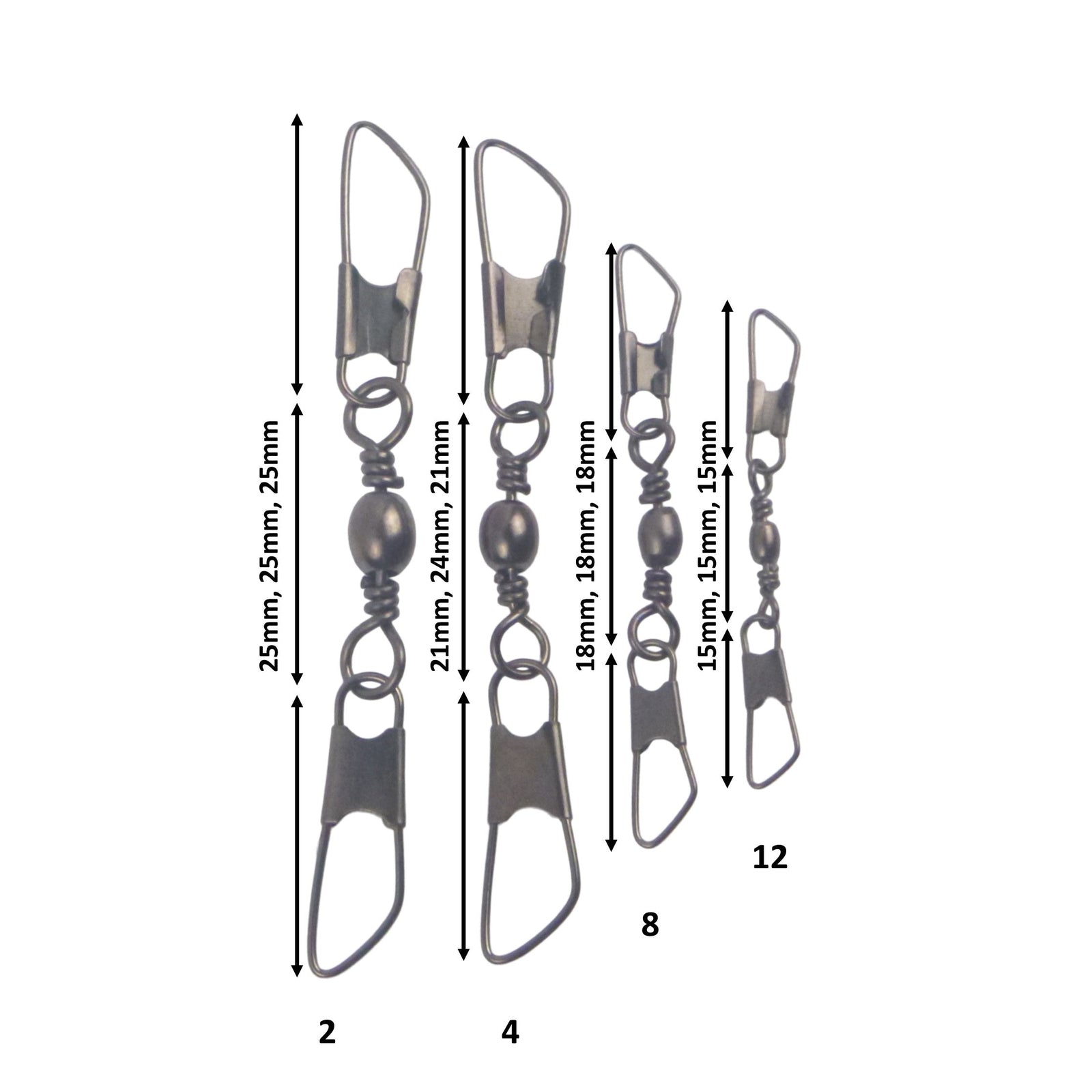 Swimerz Double Snap Barrel Swivels, Size 4, 12 pack