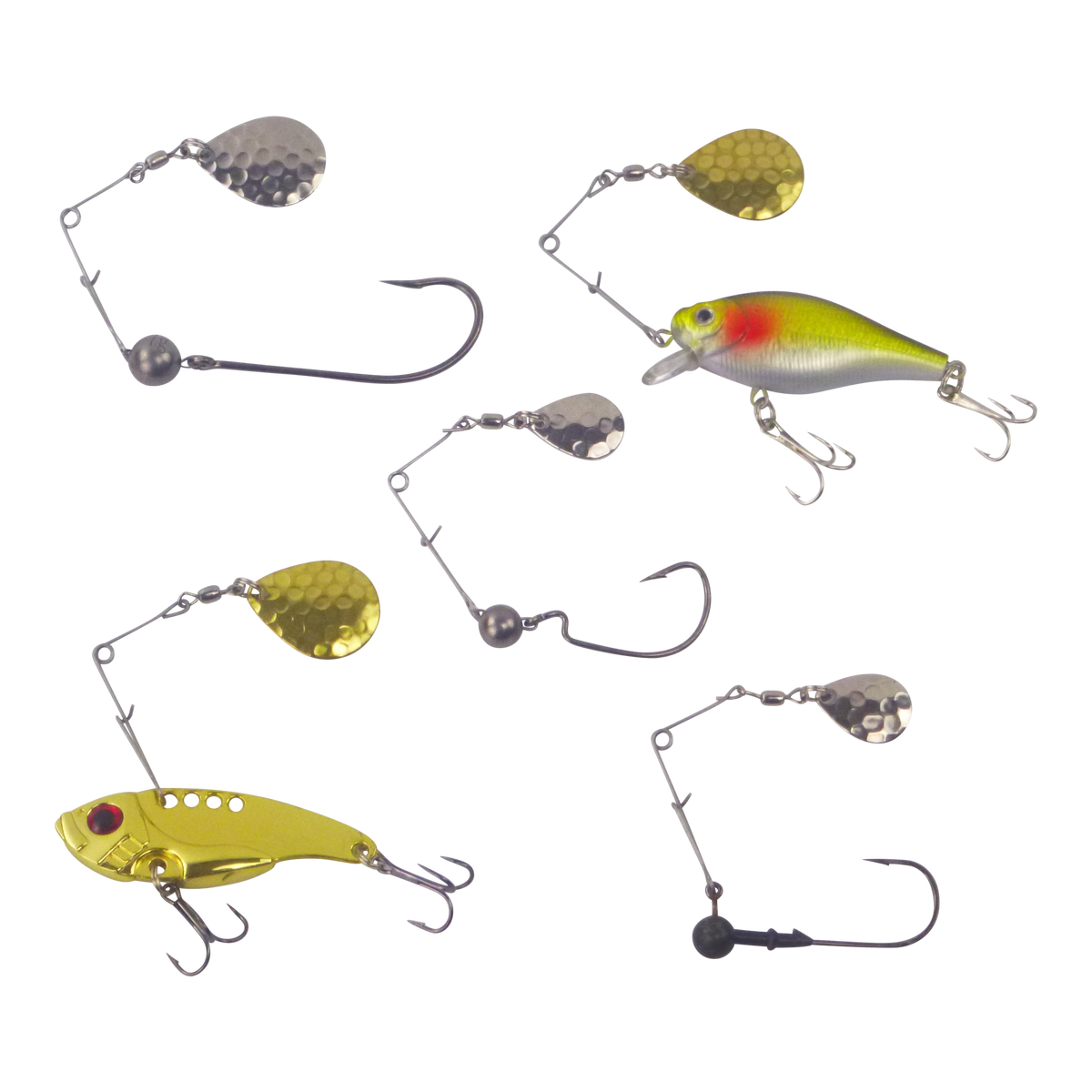Swimerz Jig Spinner, Small, Hammered Brass, 5 Pack