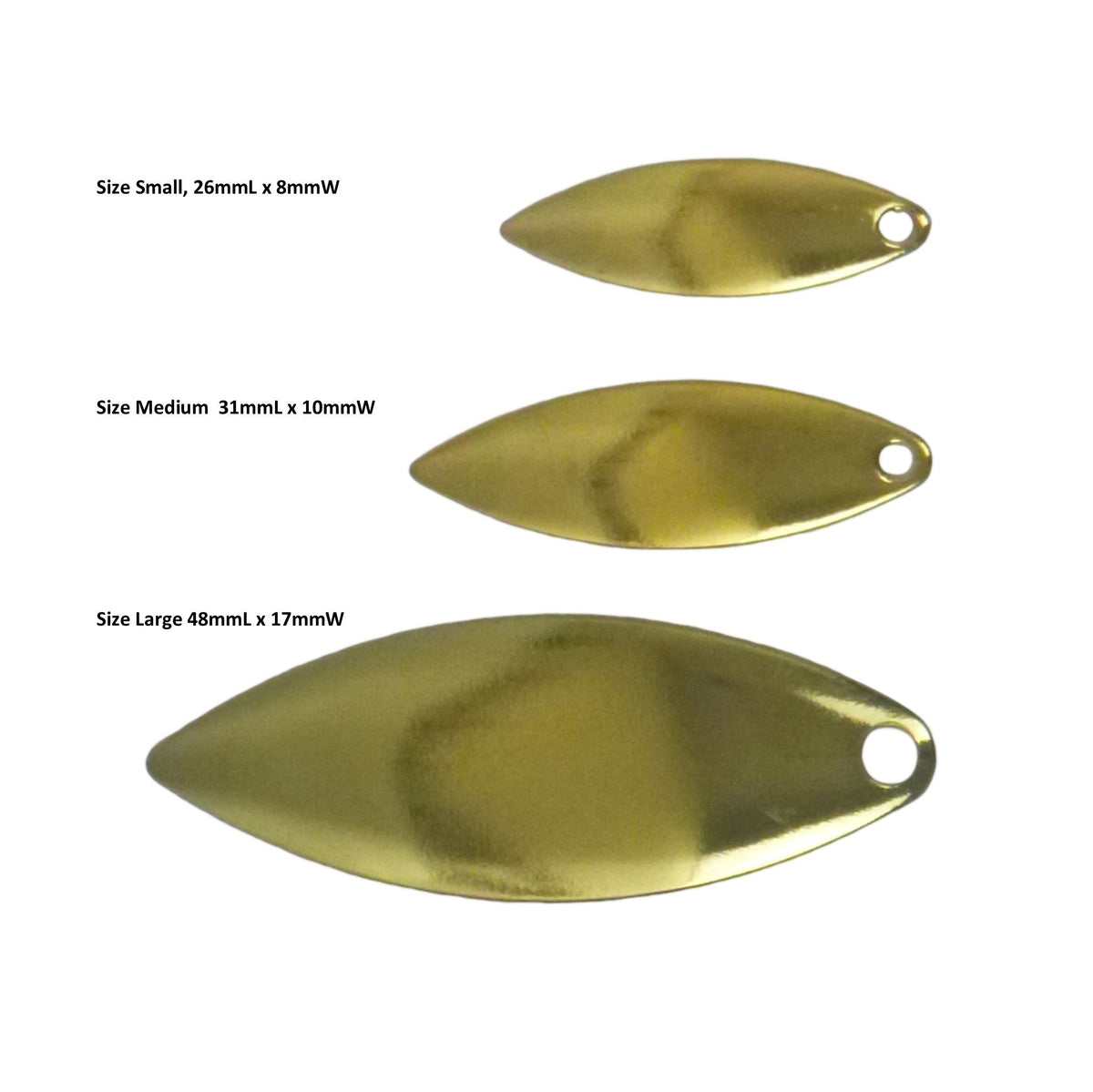 Artizan Smooth Willow Blade, Brass, 48mmL x 17mmW, Qty 5