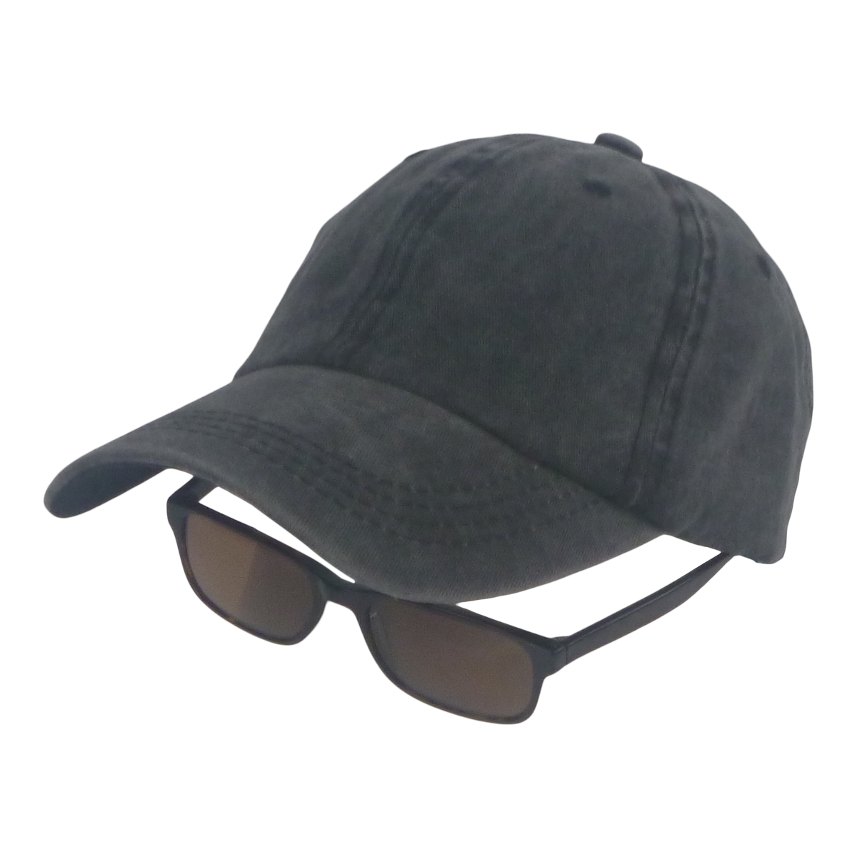 BSTC 6-Panel Baseball Cap, Distressed Cotton, Charcoal