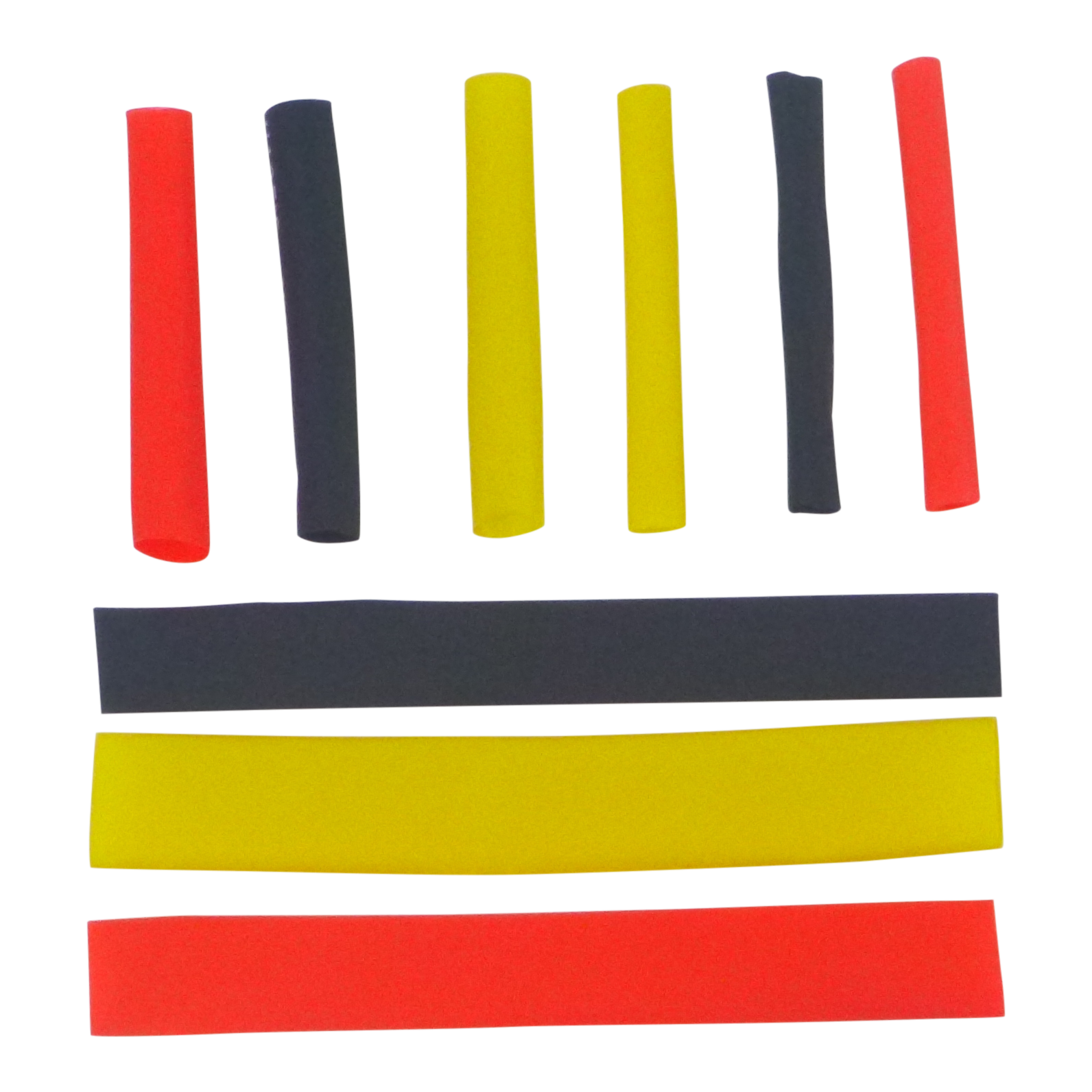 Swimerz Assist Hook Sleeves, 3mm Shrink Tube, Black, Yellow & Red, 50mmL. Qty 45.