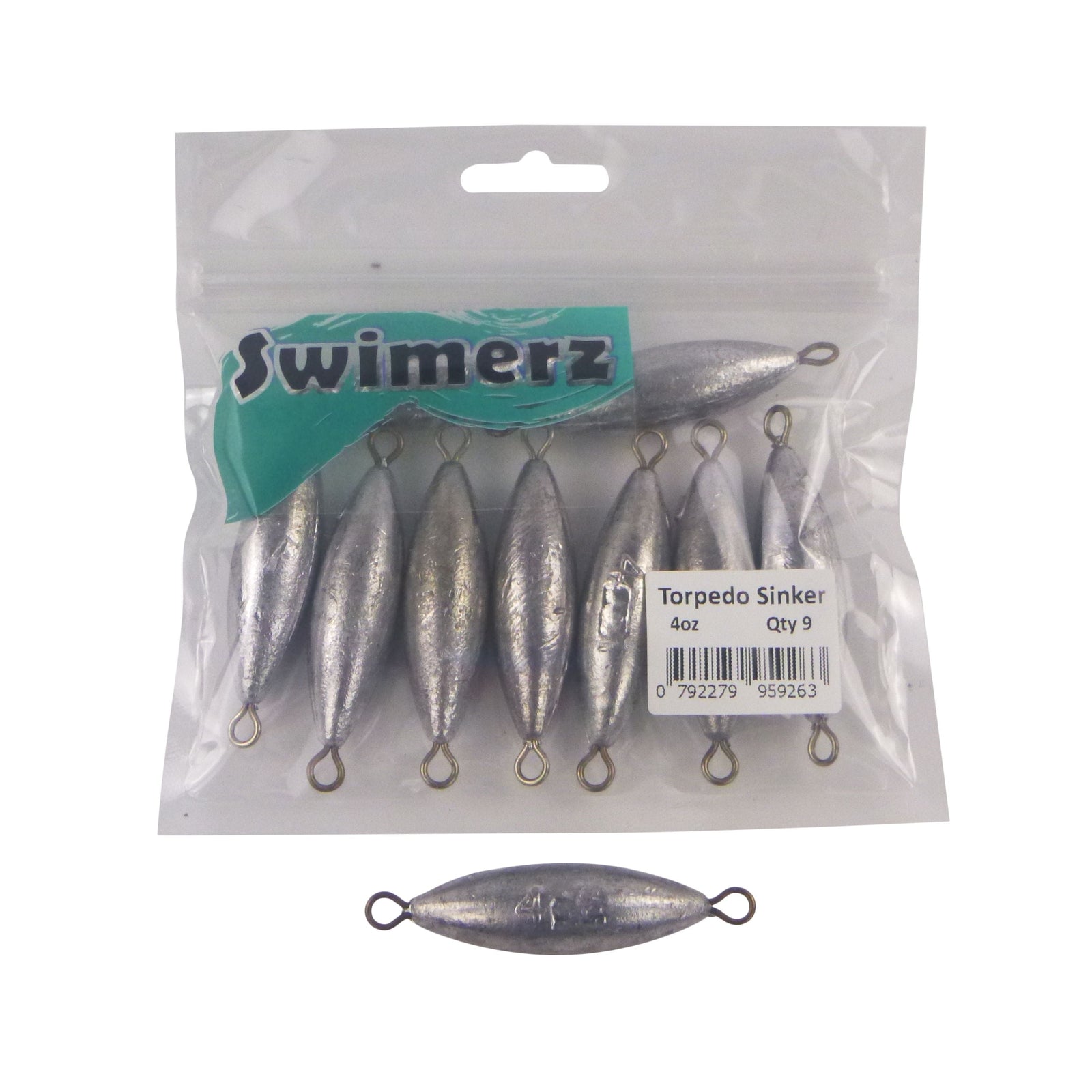 Swimerz 4oz Torpedo Trolling Sinker, Lead 9 Pack