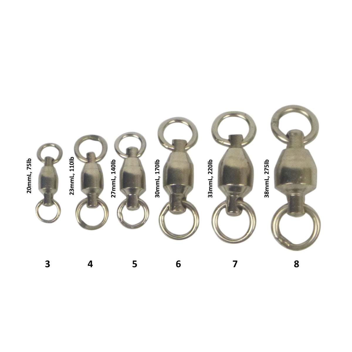 Swimerz Heavy Duty Ball Bearing Swivels, Size 3, 20 pack