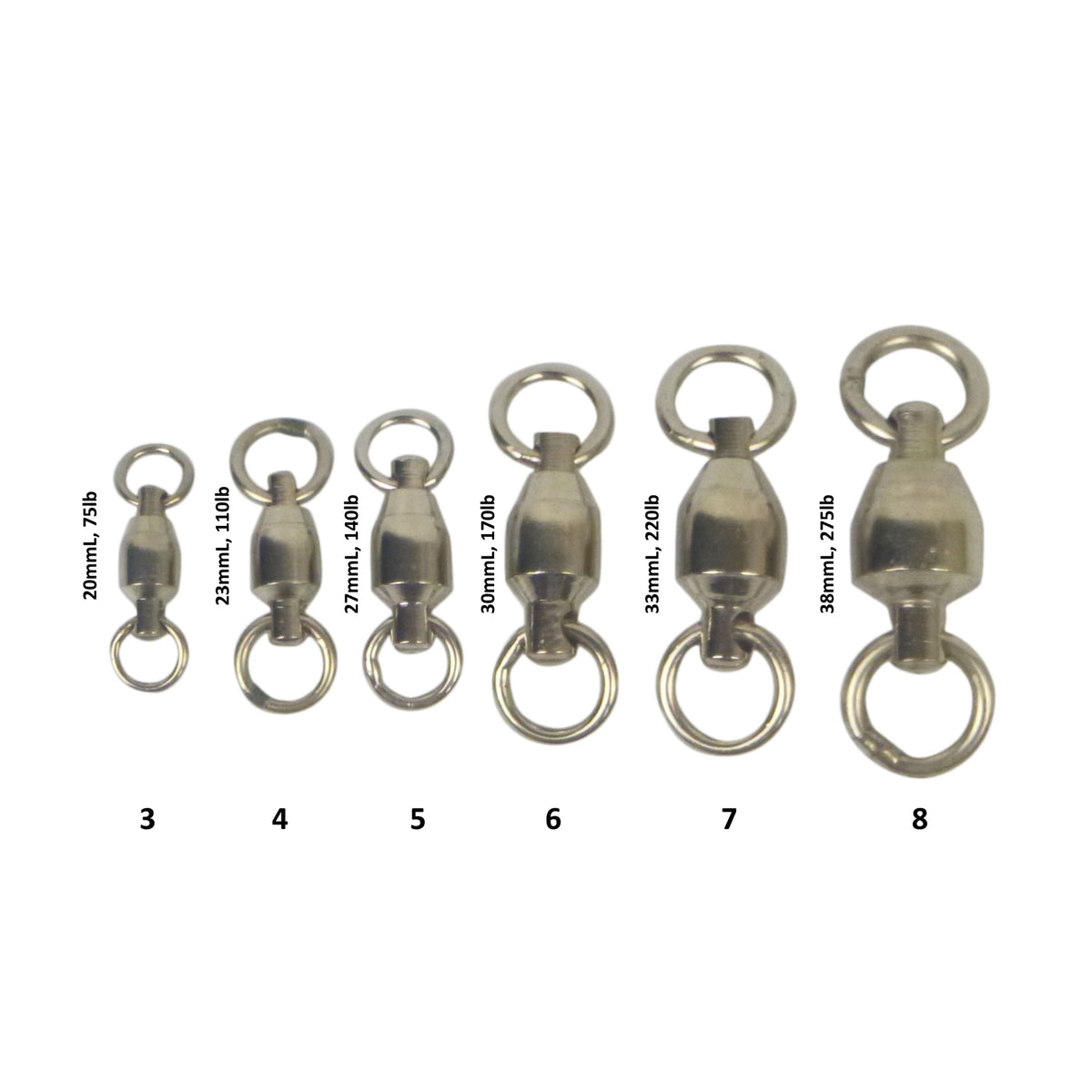 Swimerz Heavy Duty Ball Bearing Swivels, Size 6, 15 pack