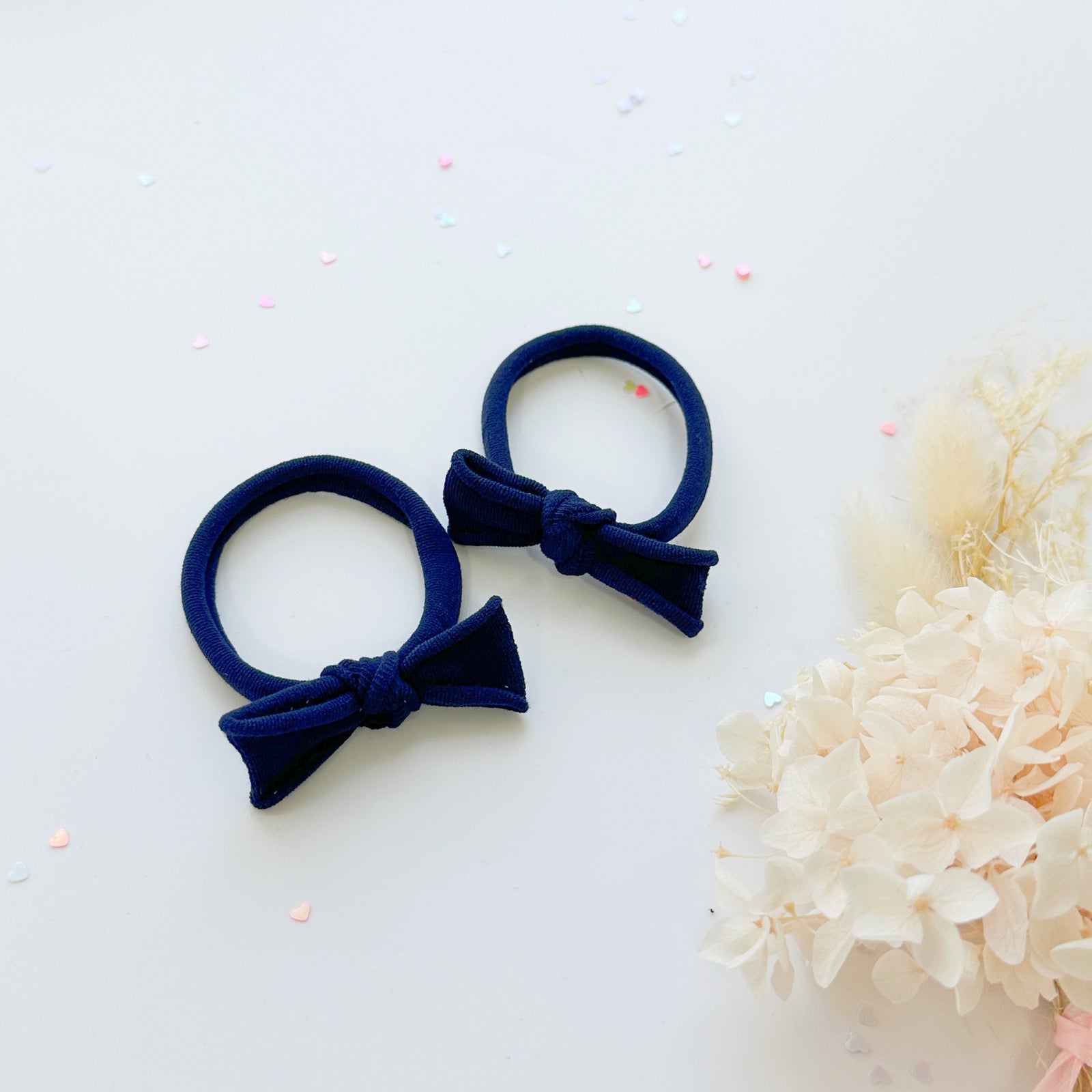 Handmade Simple Bow metal free hair ties - Violet - 1 Pairs - Royal Blue
