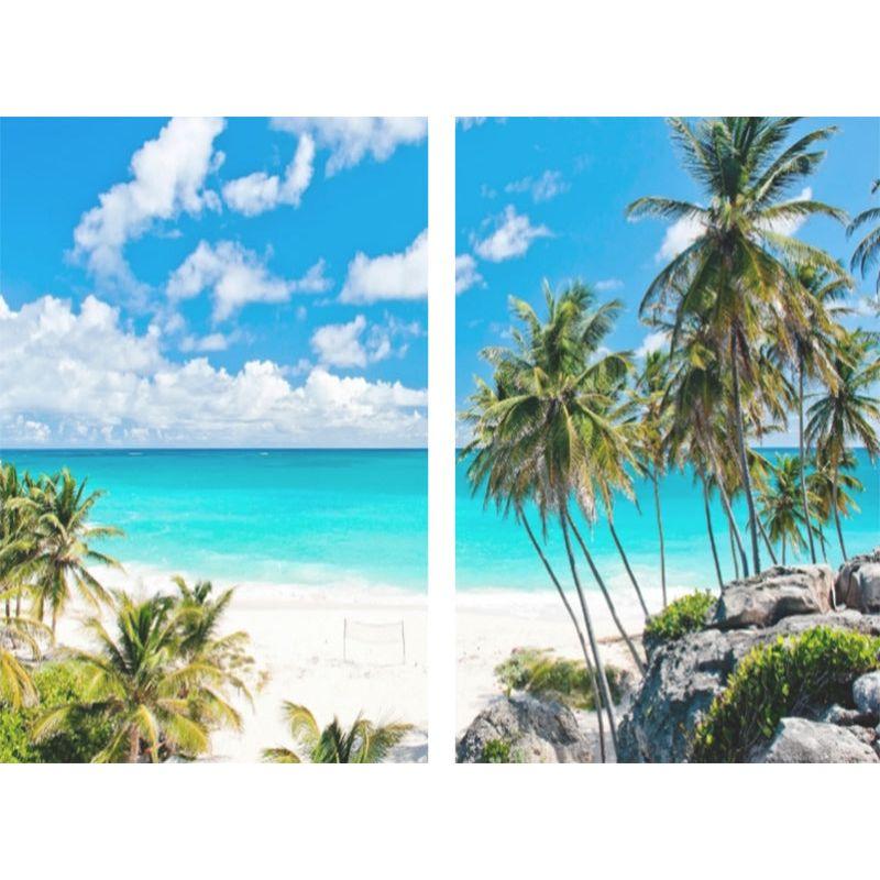 Sea View 3D Printing Blockout Curtains 2x128x160cm PINCH PLEAT Fabric Seascape