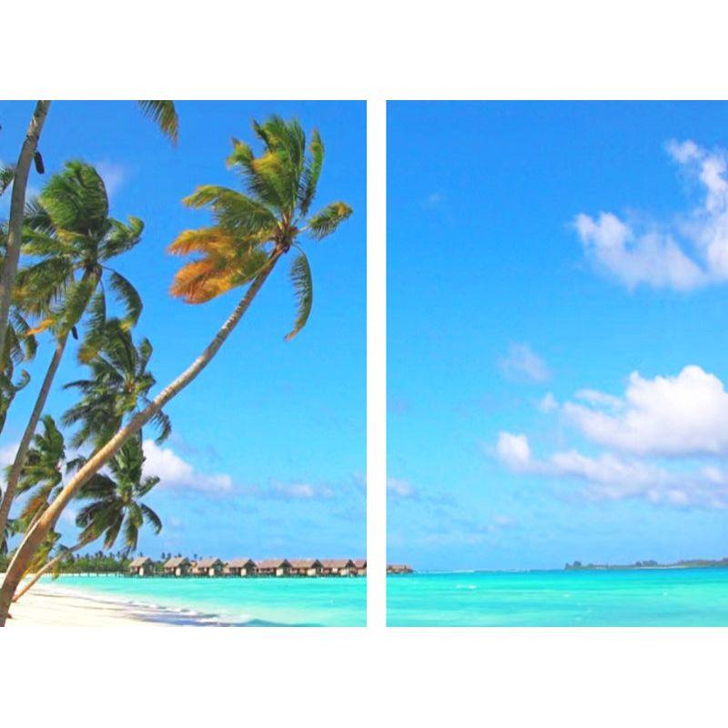 Sea View 3D Printing Blockout Curtains 2x130x160cm PINCH PLEAT Fabric Seascape